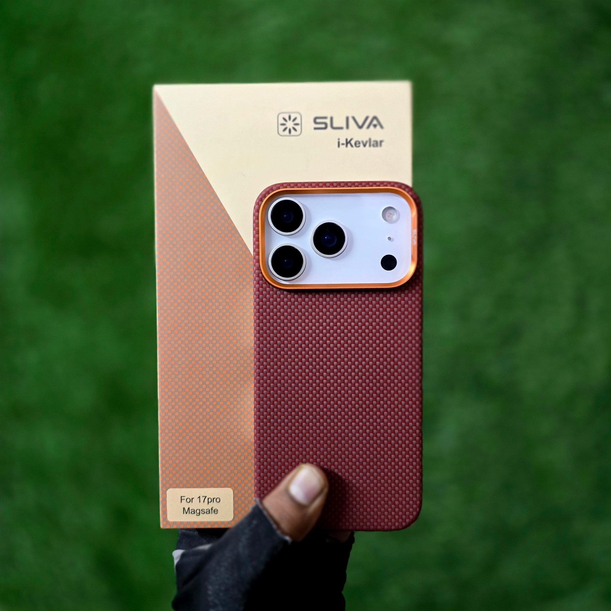 iPhone 17 Pro 0.4mm Thin Original SLIVA Real Aramid Carbon Fiber Case with Magsafe - Orange