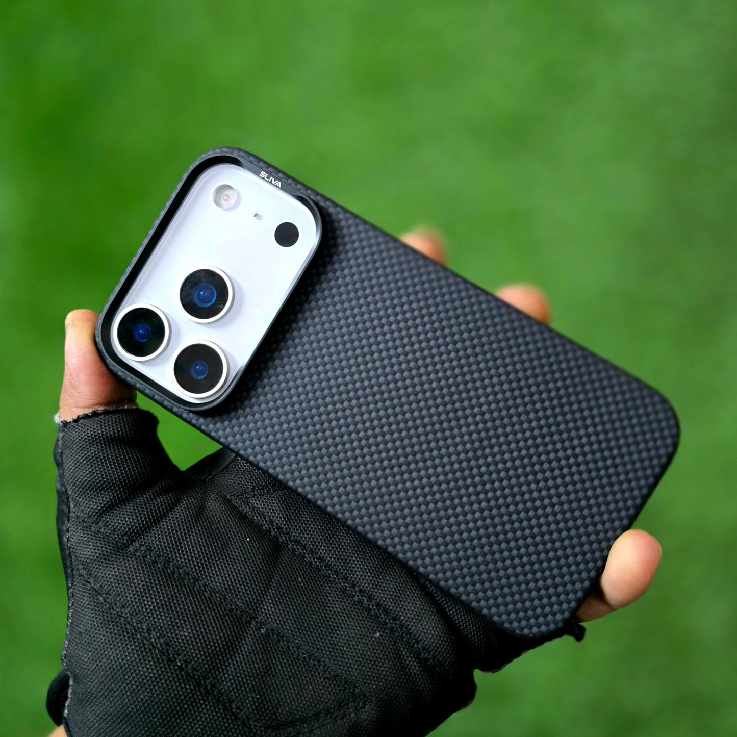 iPhone 17 Pro 0.4mm Thin Original SLIVA Real Aramid Carbon Fiber Case with Magsafe - Black