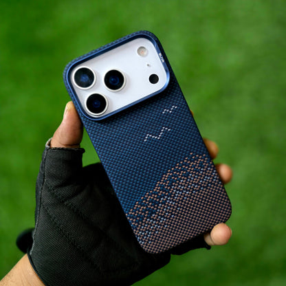 iPhone 17 Pro 0.4mm Thin Original SLIVA Real Aramid Carbon Fiber Case with Magsafe - Brown-Blue