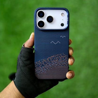 iPhone 17 Pro 0.4mm Thin Original SLIVA Real Aramid Carbon Fiber Case with Magsafe - Brown-Blue