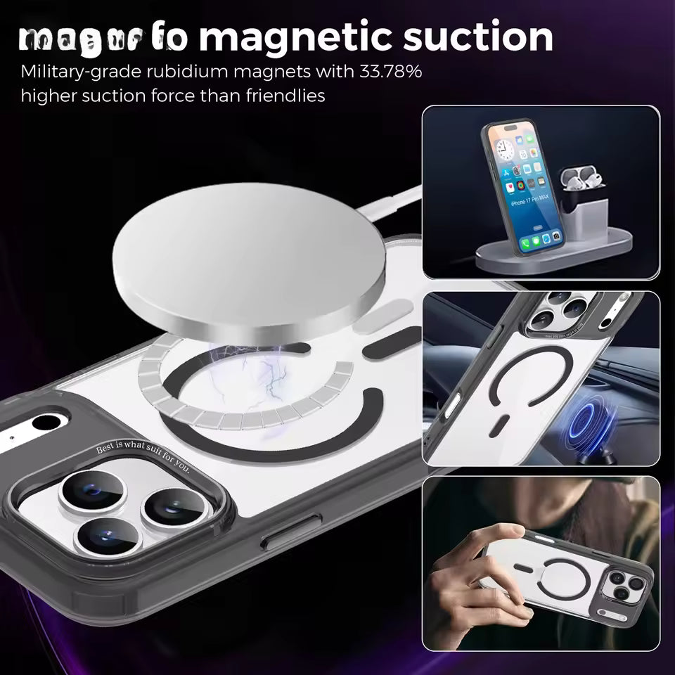 iPhone 17 Pro Max Anti Yellowing Shockproof Magnetic Magsafe Cover with Camera Protection - Black