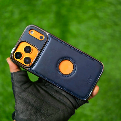 iPhone 17 Pro Max Leather Cover, Luxurious Premium Quality Genuine Leather Case - Blue