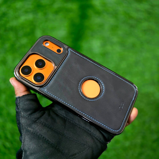 iPhone 17 Pro Max Leather Cover, Luxurious Premium Quality Genuine Leather Case - Black