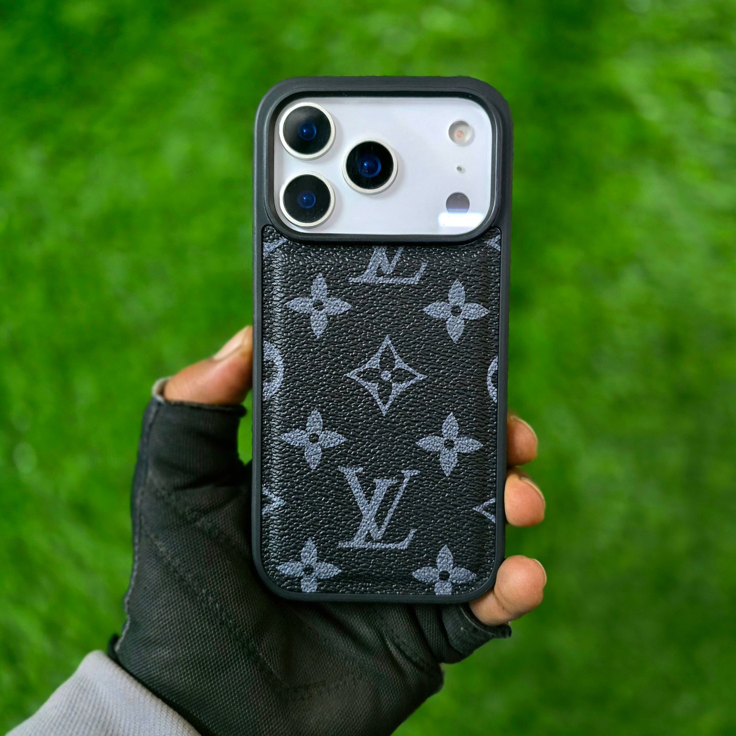 iPhone 17 Pro Max LV Leather Case, Luxurious Louis Vuitton Leather Case - Black