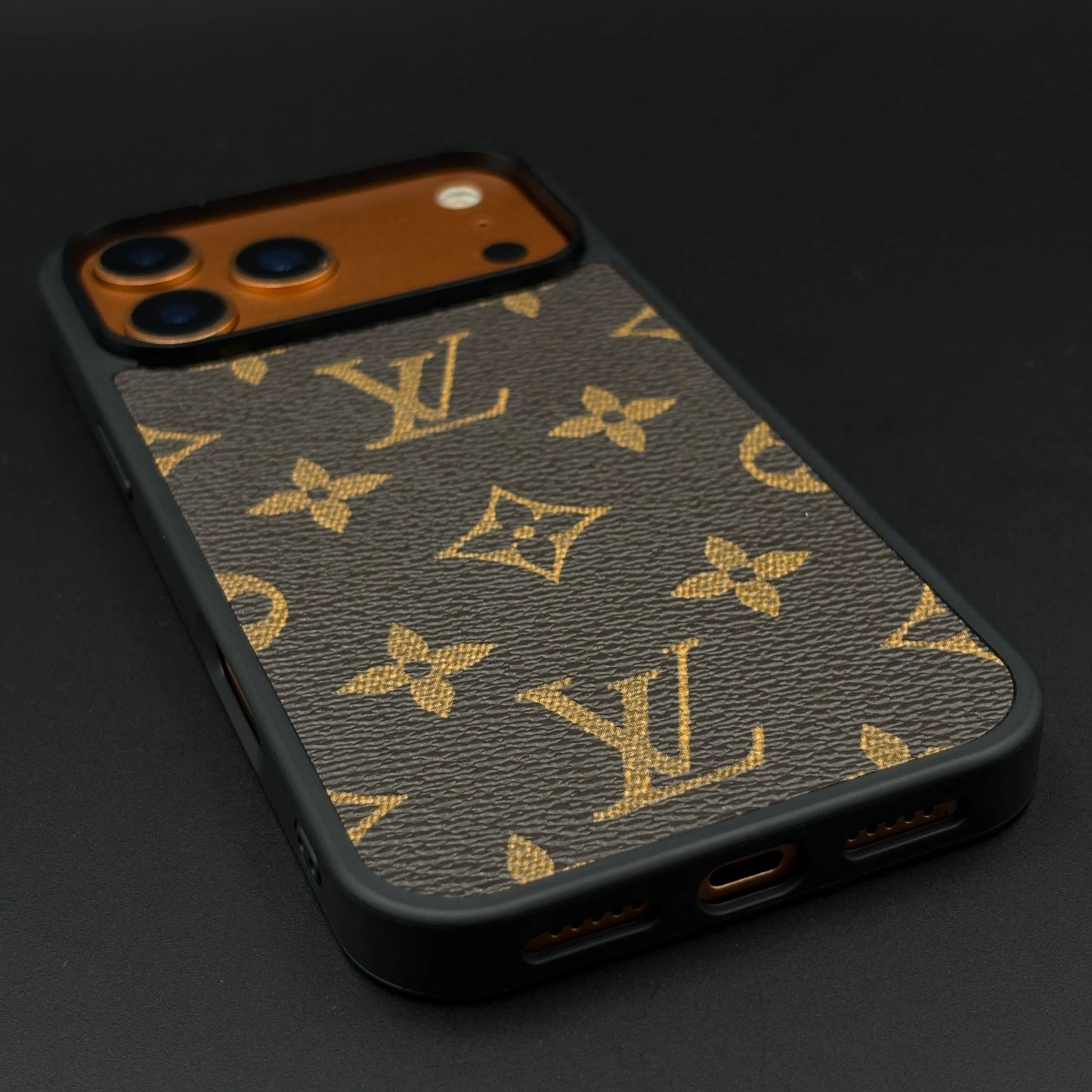 iPhone 17 Pro Max LV Leather Case, Luxurious Louis Vuitton Leather Case - Brown.