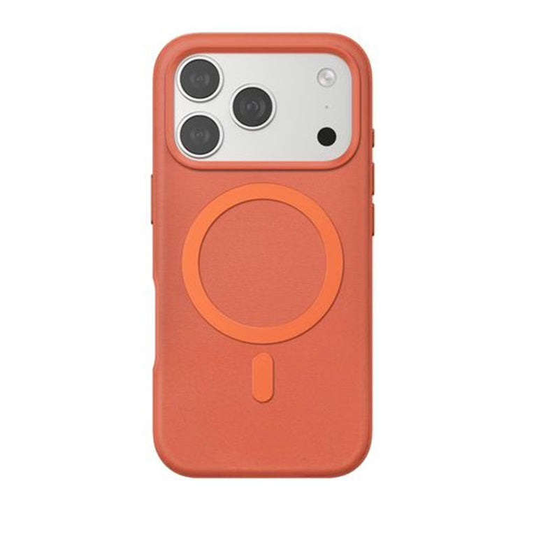 iPhone 17 Pro Leather Magsafe Case Premium Luxurious Leather with Metal Magnetic Magsafe Ring - Orange