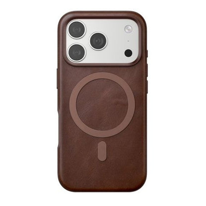 iPhone 17 Pro Max Leather Magsafe Case Premium Luxurious Leather with Metal Magnetic Magsafe Ring - Brown