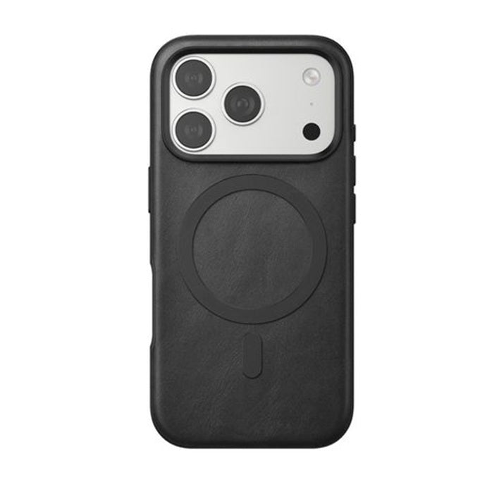 iPhone 17 Pro Leather Magsafe Case Premium Luxurious Leather with Metal Magnetic Magsafe Ring - Black