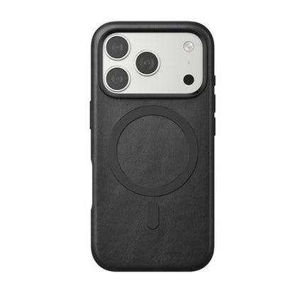 iPhone 17 Pro Leather Magsafe Case Premium Luxurious Leather with Metal Magnetic Magsafe Ring - Black