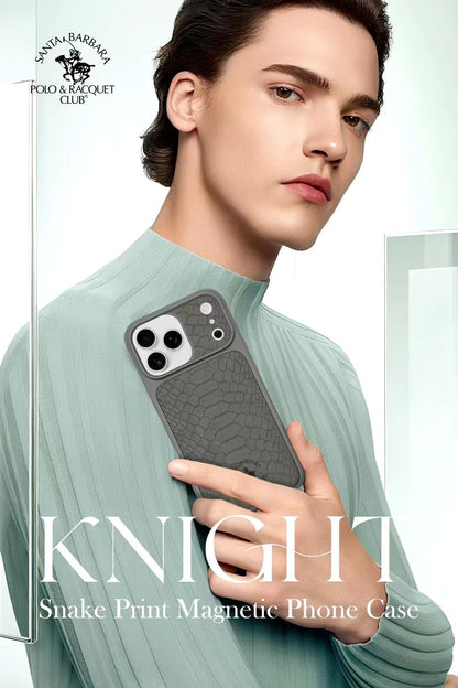 iPhone 17 Pro Max Genuine Leather Original Santa Barbara Polo Club Knight Series Back Cover - Grey