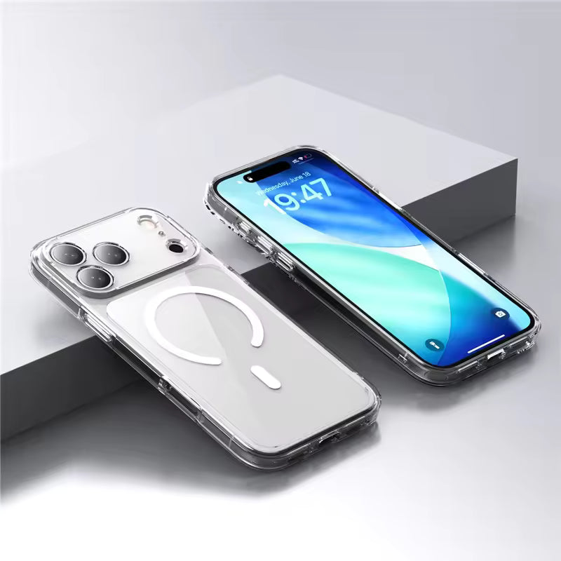 iPhone 17 Pro Max Shockproof Ultra Thin J-Case Anti Yellowing Series Transparent Cover with Magsafe - Clear