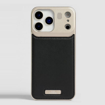 iPhone 17 Pro Max Metal Case, AeroFLex Aluminum + Leather Case with Aroma Perfume Cover - Black