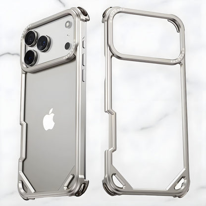 iPhone 17 Pro Metal Bumper Case, Metallic Frame Corner Airbag Heat Dissipation Case - Titanium