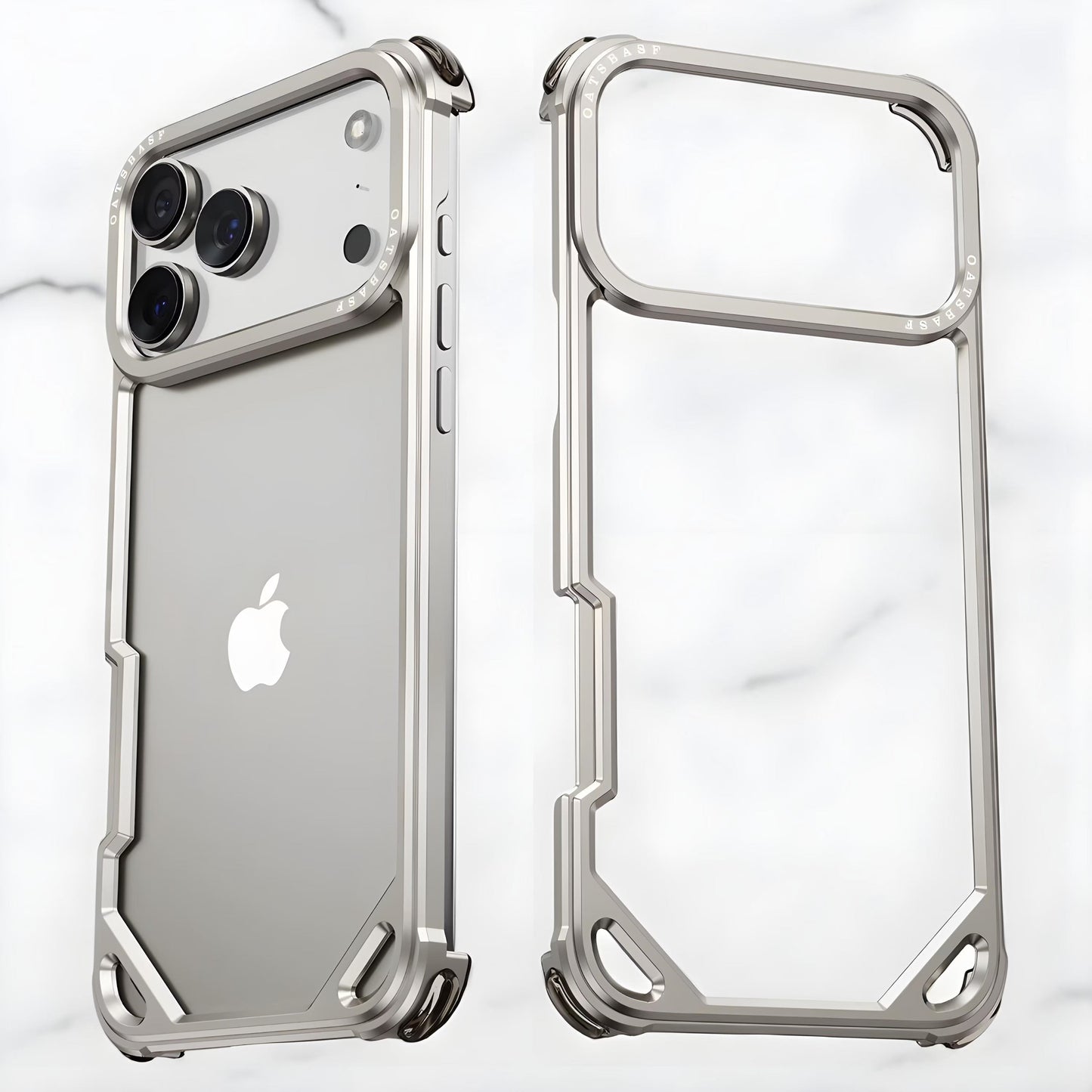 iPhone 17 Pro Metal Bumper Case, Metallic Frame Corner Airbag Heat Dissipation Case - Titanium