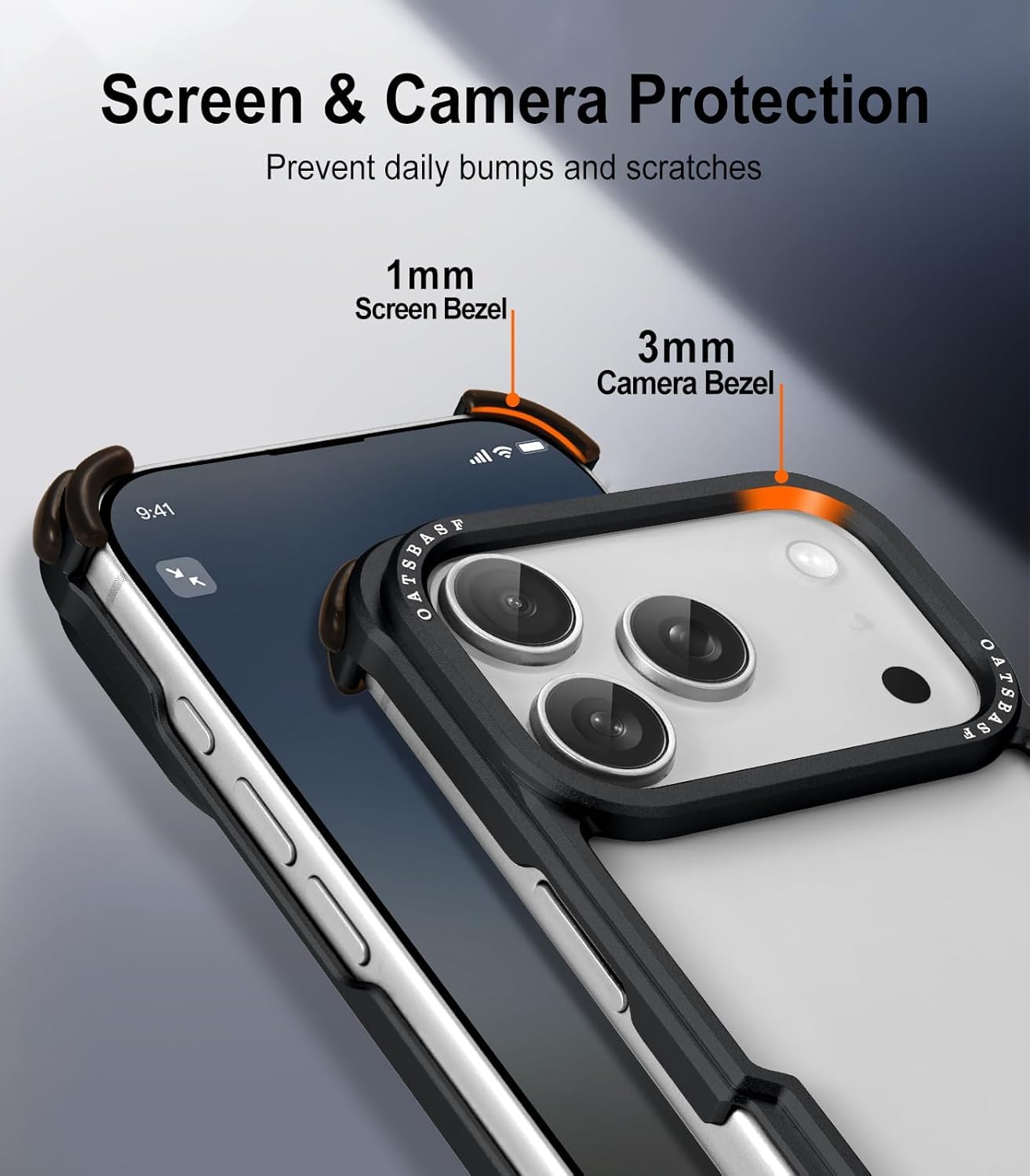 iPhone 17 Pro Metal Bumper Case, Metallic Frame Corner Airbag Heat Dissipation Case - Black