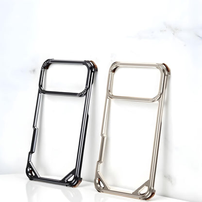 iPhone 17 Pro Metal Bumper Case, Metallic Frame Corner Airbag Heat Dissipation Case - Black