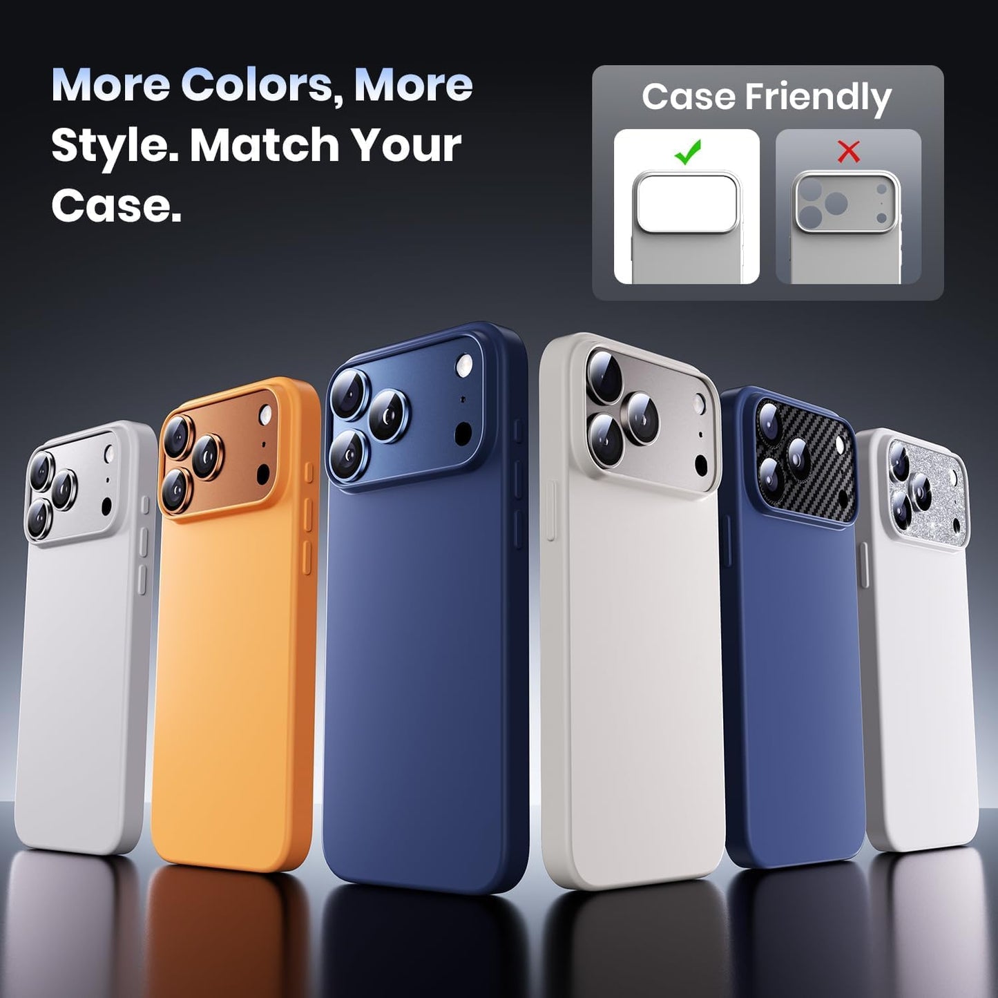 iPhone 17 Pro Metal Camera Lens Protector Alloy Metal Camera Cover - Orange/Silver