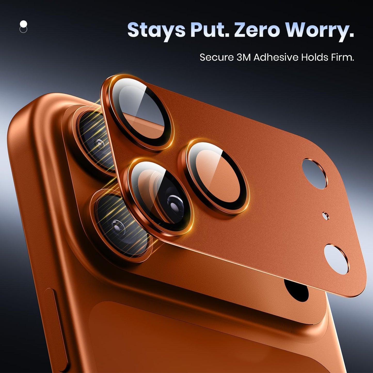iPhone 17 Pro Metal Camera Lens Protector Alloy Metal Camera Cover - Orange/Silver