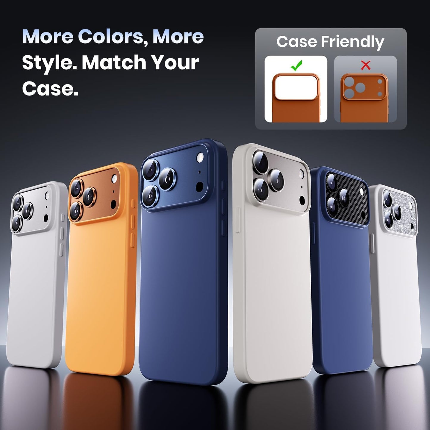 iPhone 17 Pro Metal Camera Lens Protector Alloy Metal Camera Cover - Orange/Silver