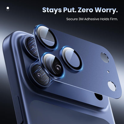 iPhone 17 Pro Metal Camera Lens Protector Alloy Metal Camera Cover - Black/Blue