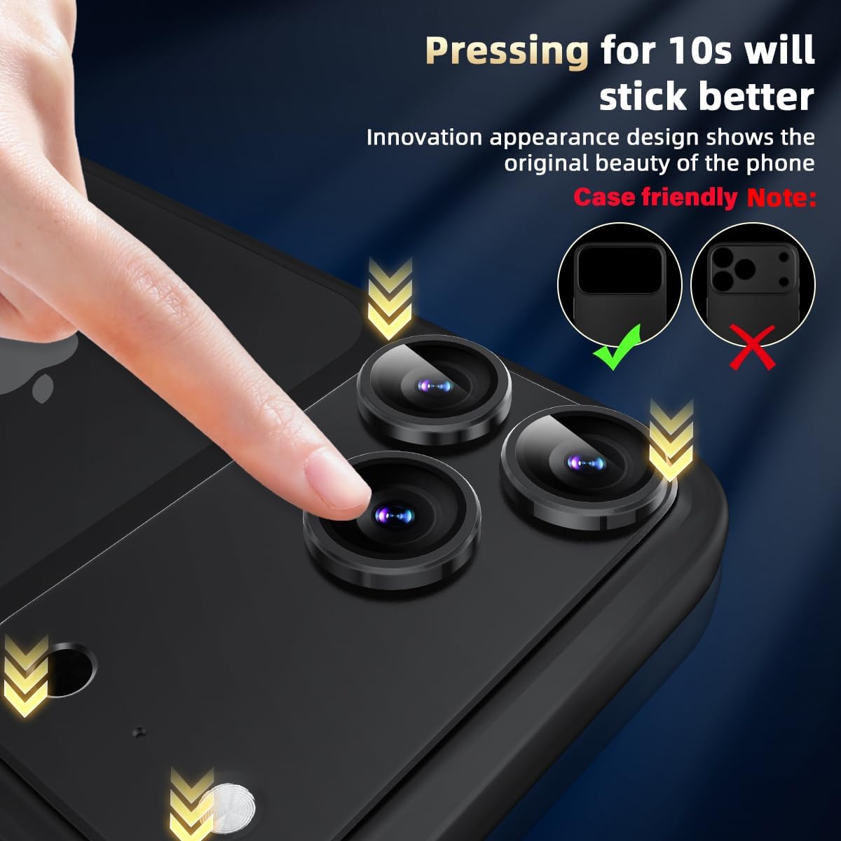 iPhone 17 Pro Metal Camera Lens Protector Alloy Metal Camera Cover - Black/Blue