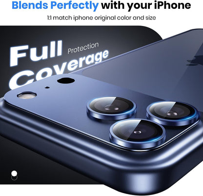 iPhone 17 Pro Metal Camera Lens Protector Alloy Metal Camera Cover - Black/Blue