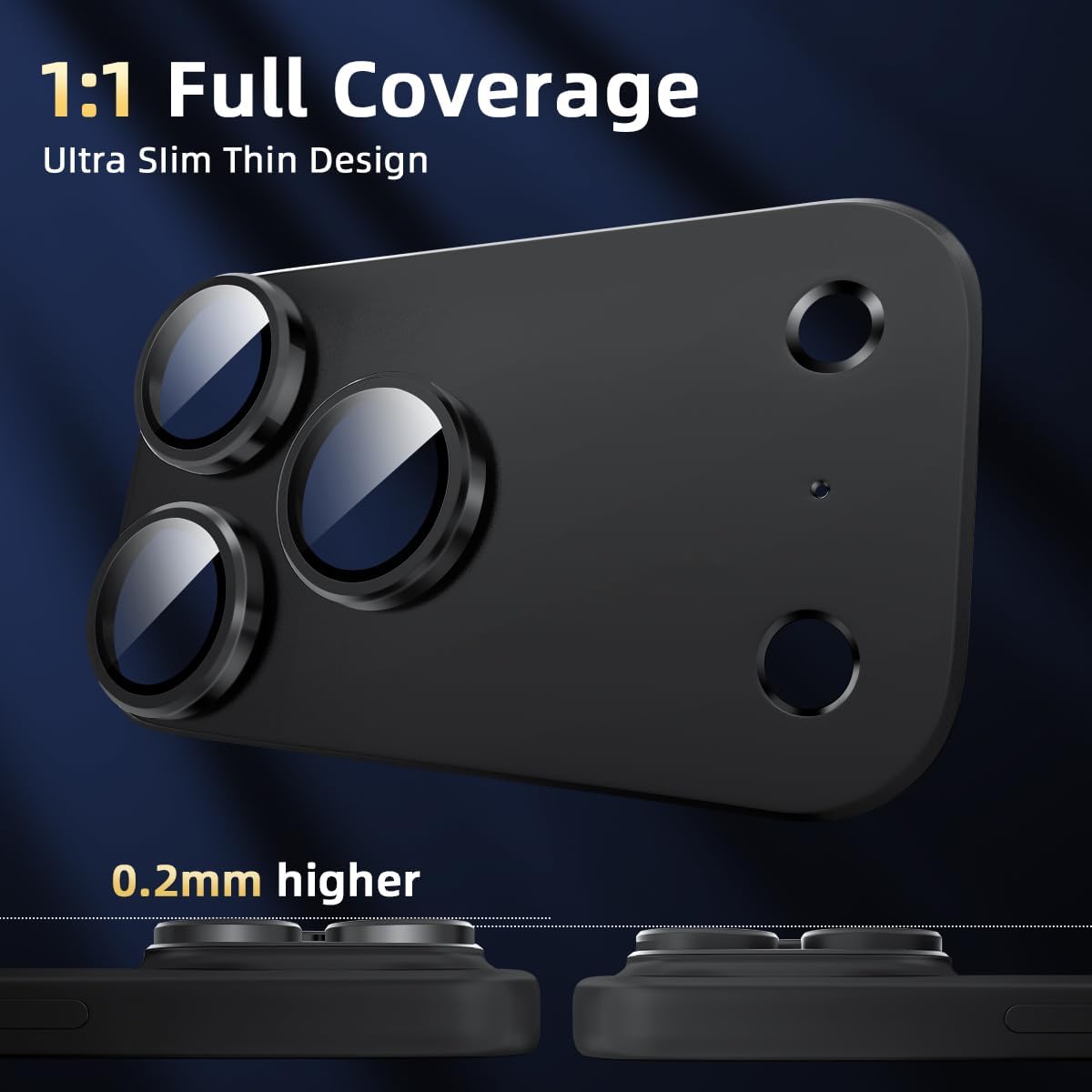 iPhone 17 Pro Metal Camera Lens Protector Alloy Metal Camera Cover - Black/Blue