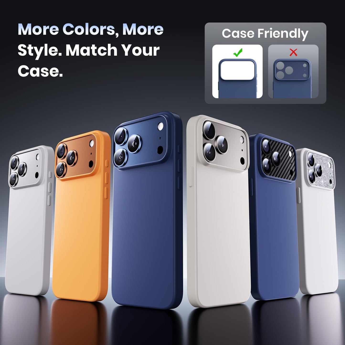 iPhone 17 Pro Metal Camera Lens Protector Alloy Metal Camera Cover - Black/Blue