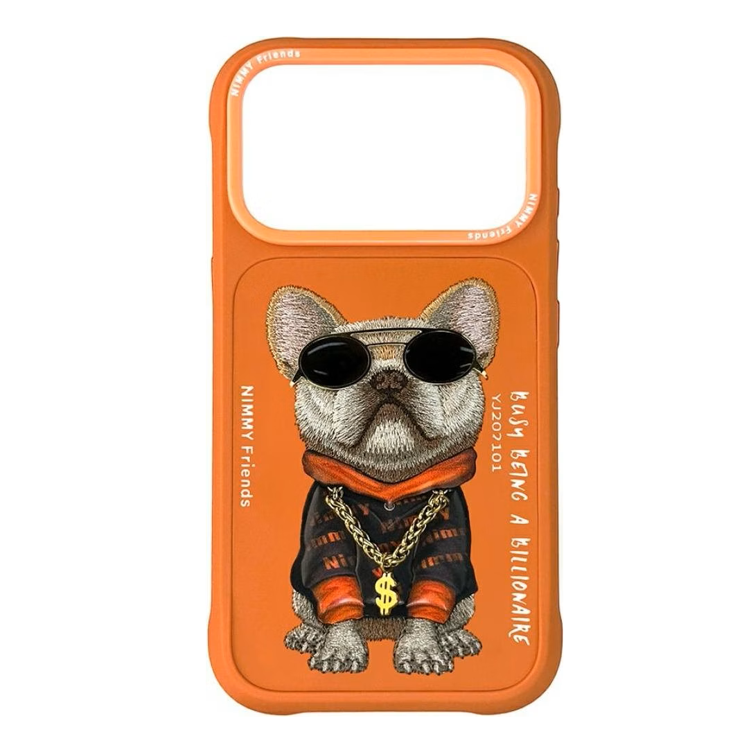 iPhone 17 Pro Max Nimmy Case, Swag Dog 3D Embroidery Swag Dog Real Chain Case - Orange