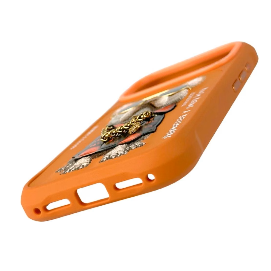 iPhone 17 Pro Max Nimmy Case, Swag Dog 3D Embroidery Swag Dog Real Chain Case - Orange