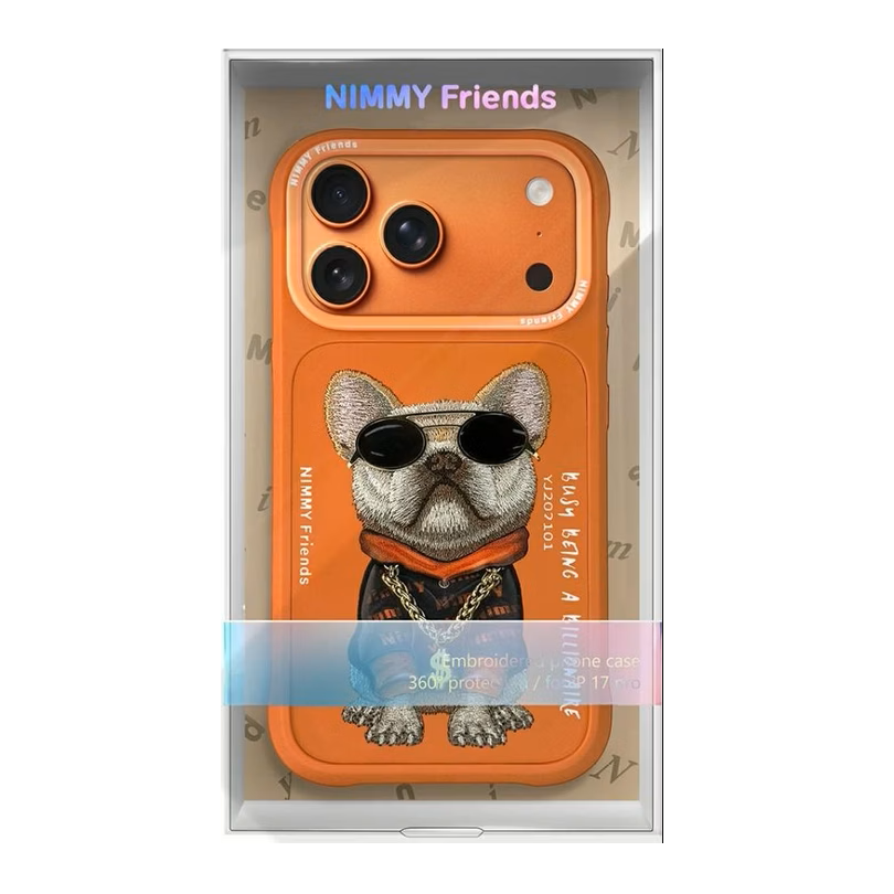iPhone 17 Pro Max Nimmy Case, Swag Dog 3D Embroidery Swag Dog Real Chain Case - Orange