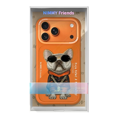 iPhone 17 Pro Max Nimmy Case, Swag Dog 3D Embroidery Swag Dog Real Chain Case - Orange