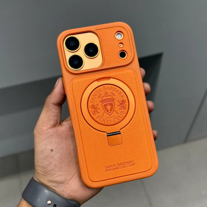 iPhone 17 Pro Max Genuine Leather Original Santa Barbara Polo Club Primo Series Case with Magsafe - Orange