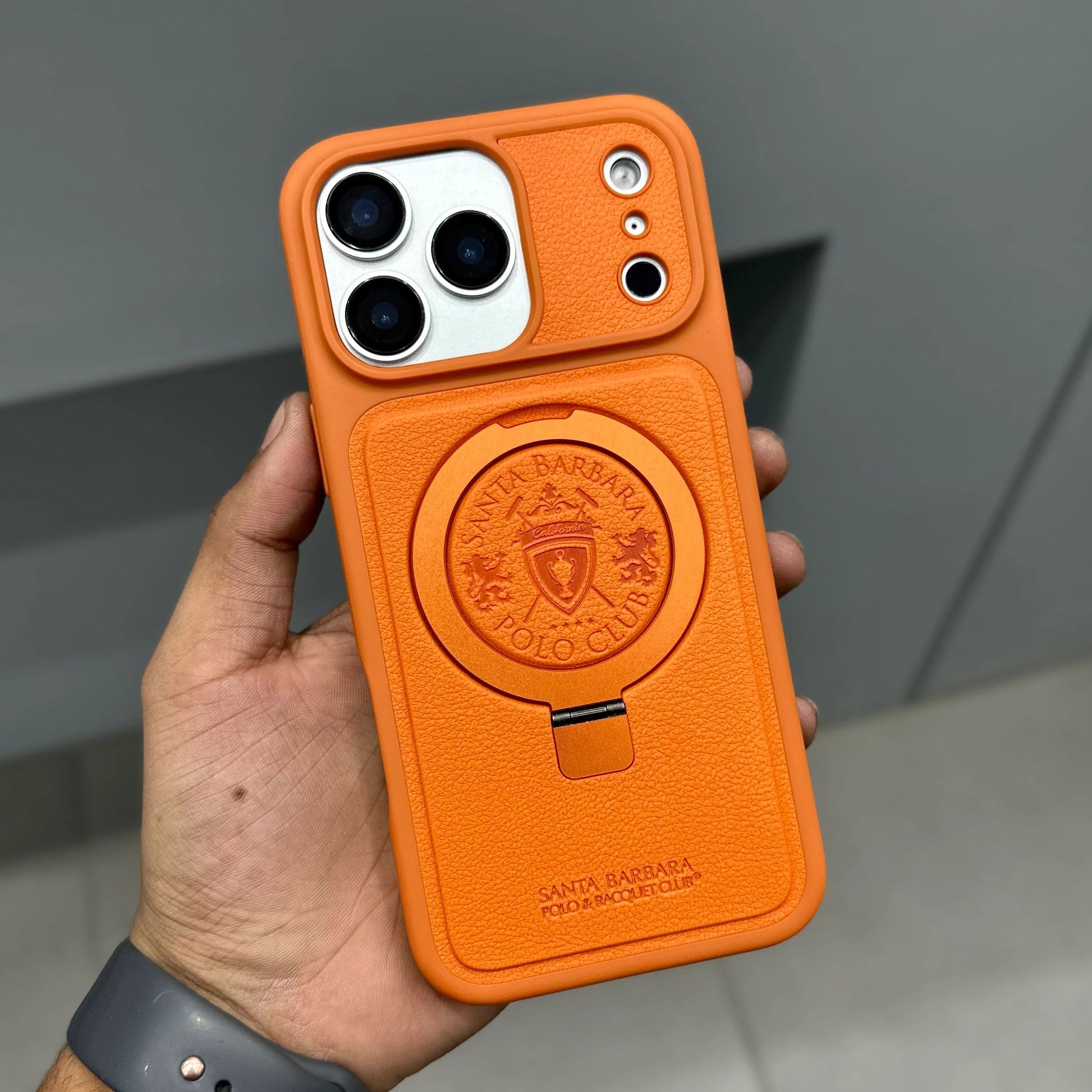 iPhone 17 Pro Max Genuine Leather Original Santa Barbara Polo Club Primo Series Case with Magsafe - Orange