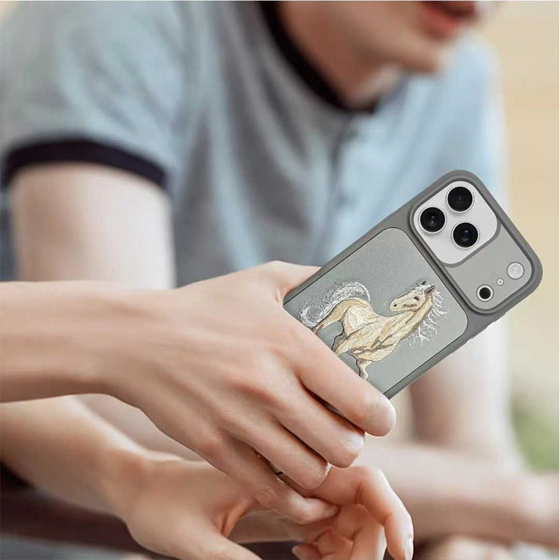 iPhone 17 Pro Max Genuine Leather Original Santa Barbara Polo Club Boris Series Back Cover - Grey