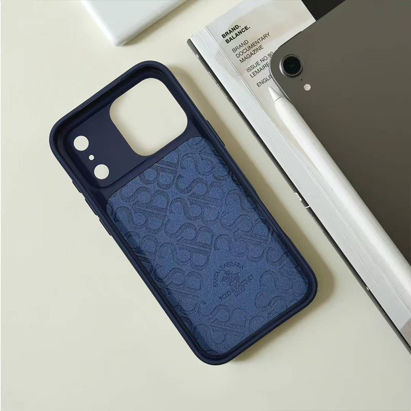 iPhone 17 Pro Max Genuine Leather Original Santa Barbara Polo Club Boris Series Back Cover - Blue