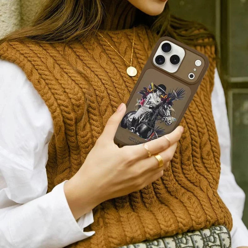 iPhone 17 Pro Max Genuine Leather Original Santa Barbara Polo Club Cedric Series Back Cover - Brown