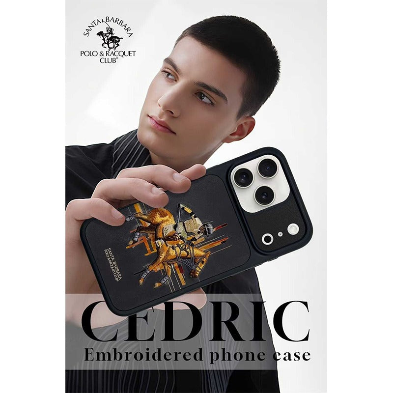 iPhone 17 Pro Max Genuine Leather Original Santa Barbara Polo Club Cedric Series Back Cover - Black