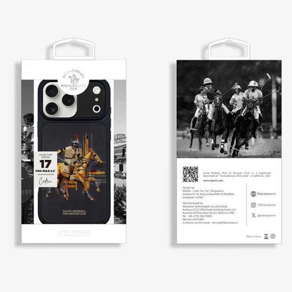 iPhone 17 Pro Max Genuine Leather Original Santa Barbara Polo Club Cedric Series Back Cover - Black