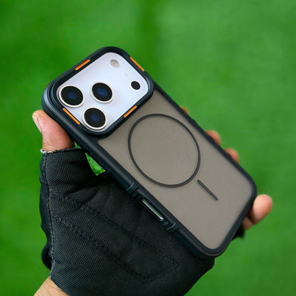 iPhone 17 Pro Max Hybrid Semi-Transparent Anti-Drop Back Cover with Magsafe - Black