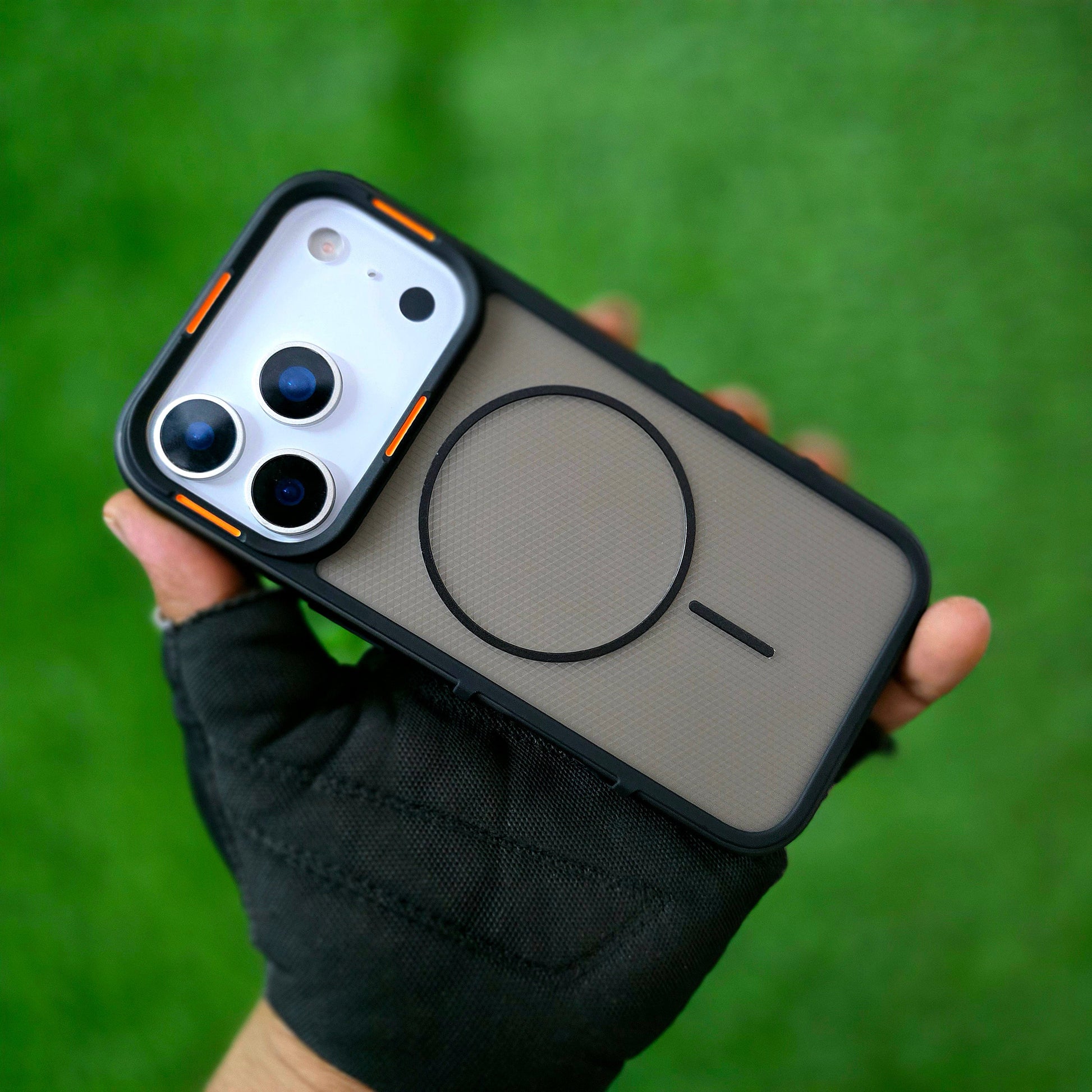 iPhone 17 Pro Max Hybrid Semi-Transparent Anti-Drop Back Cover with Magsafe - Black