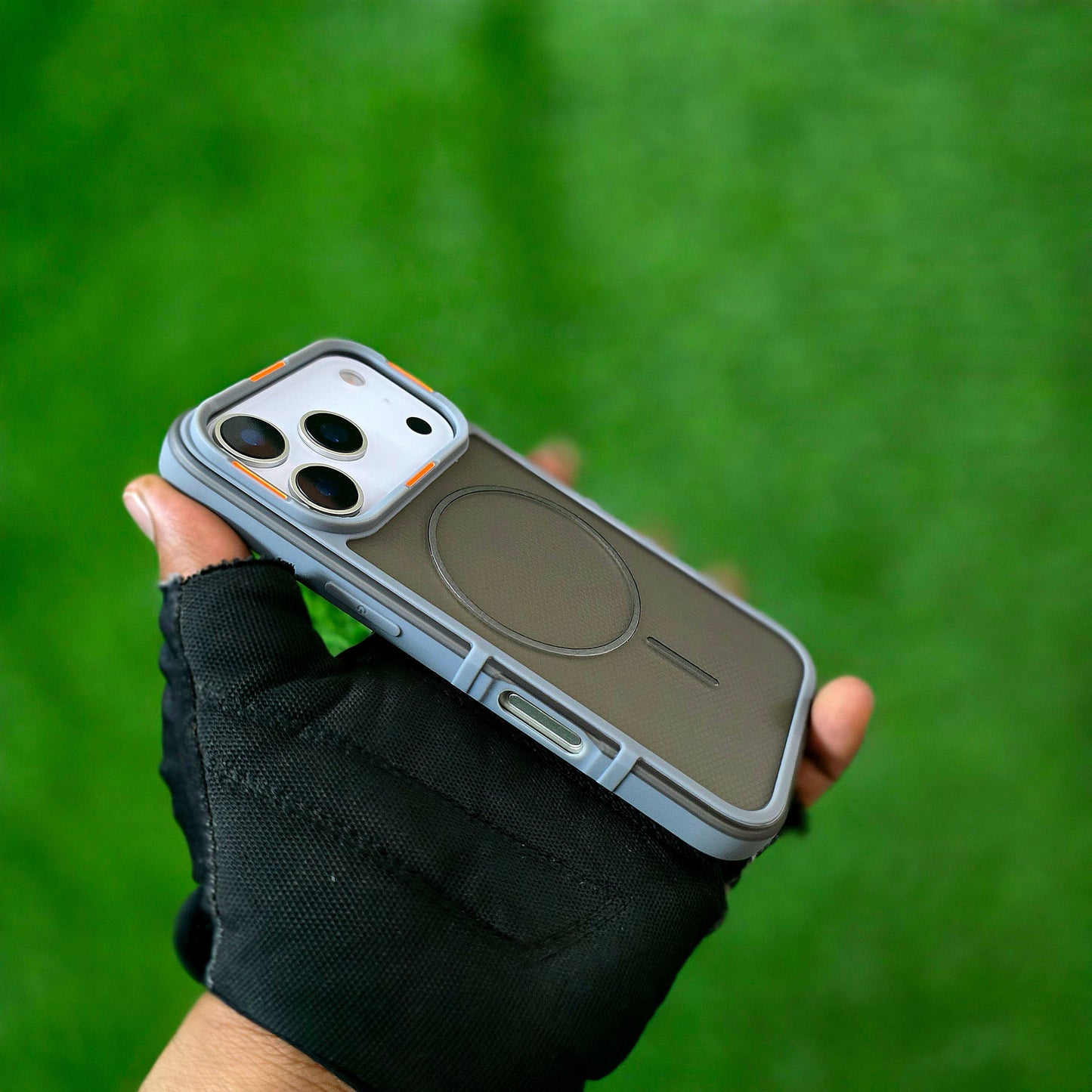 iPhone 17 Pro Max Hybrid Semi-Transparent Anti-Drop Back Cover with Magsafe - Grey