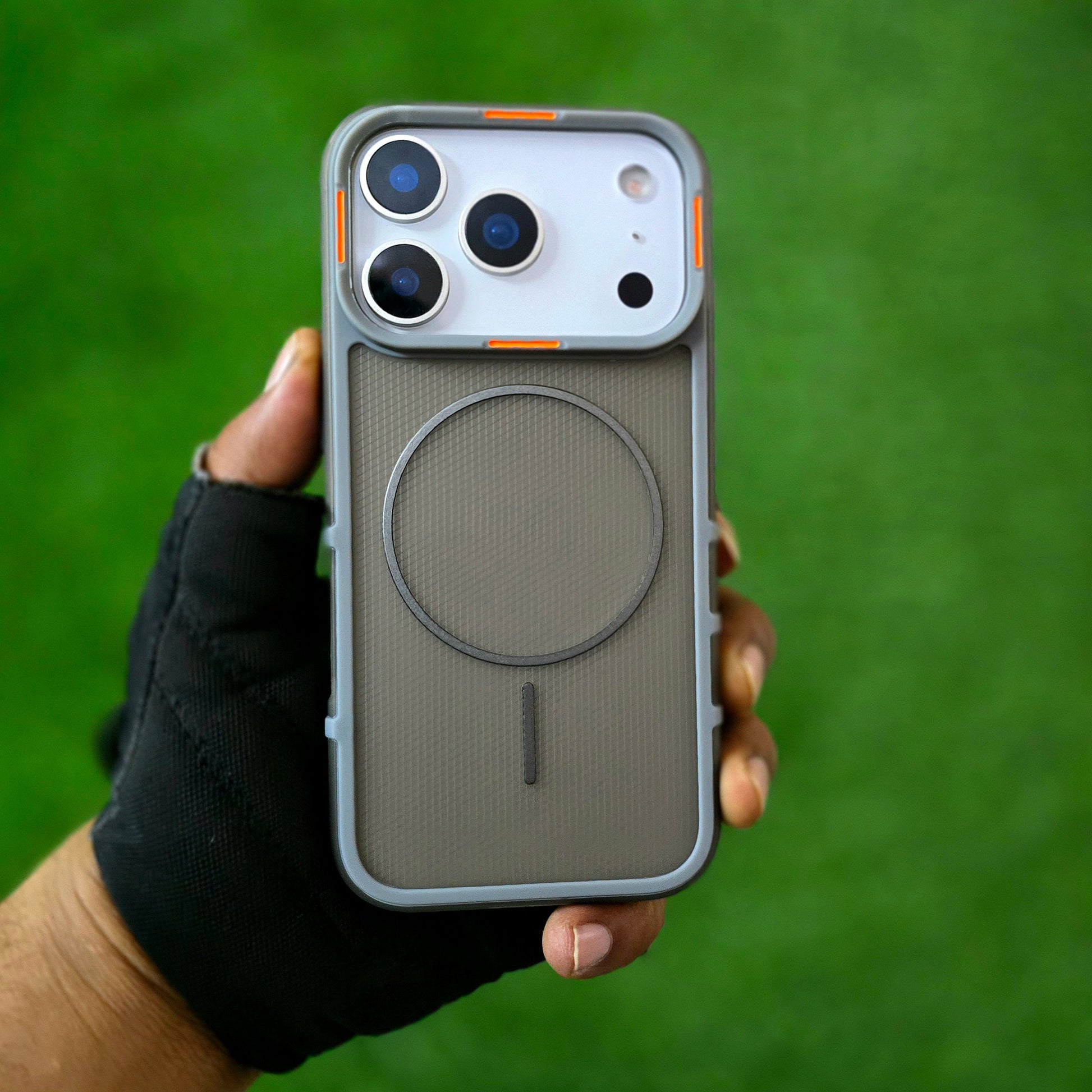 iPhone 17 Pro Max Hybrid Semi-Transparent Anti-Drop Back Cover with Magsafe - Grey