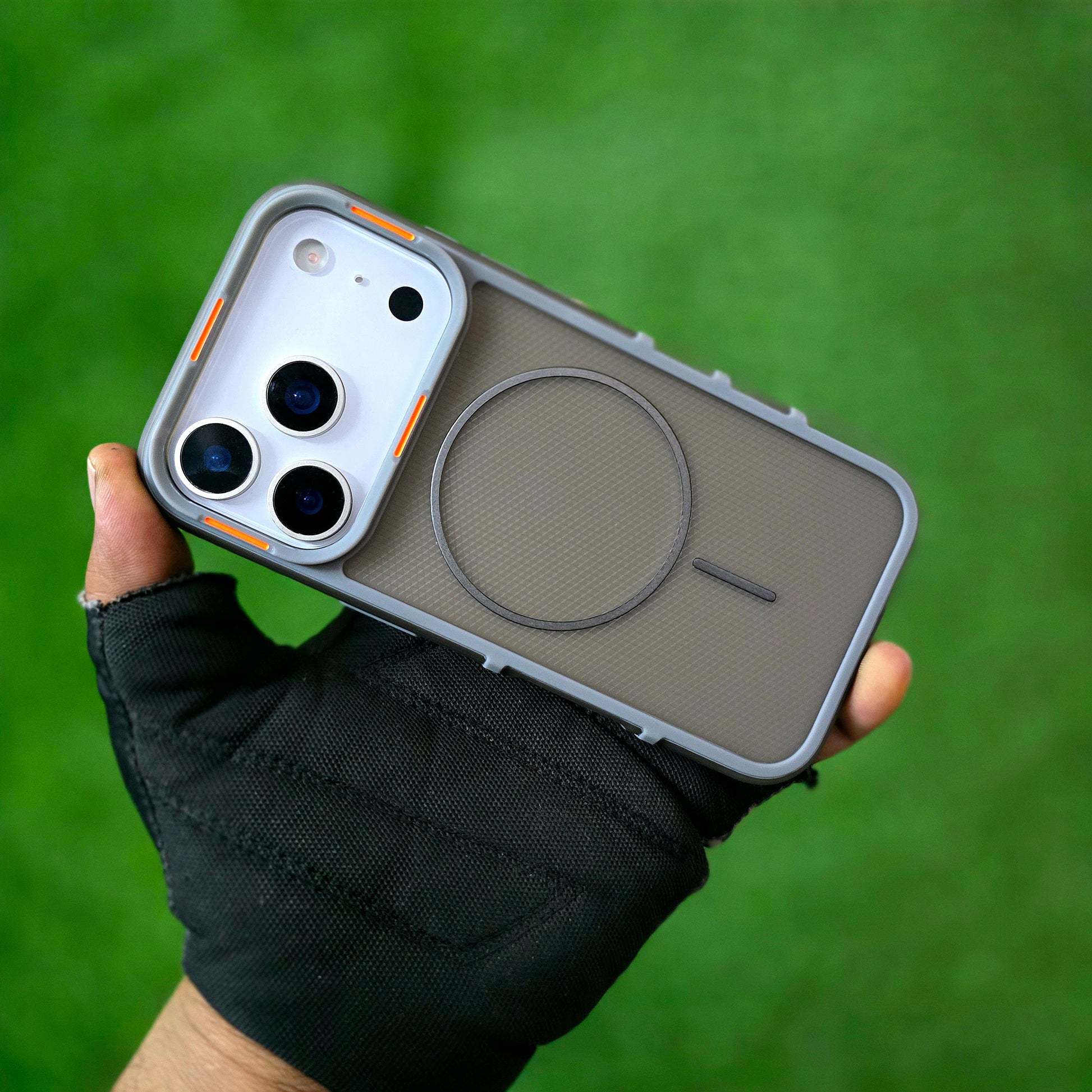 iPhone 17 Pro Max Hybrid Semi-Transparent Anti-Drop Back Cover with Magsafe - Grey