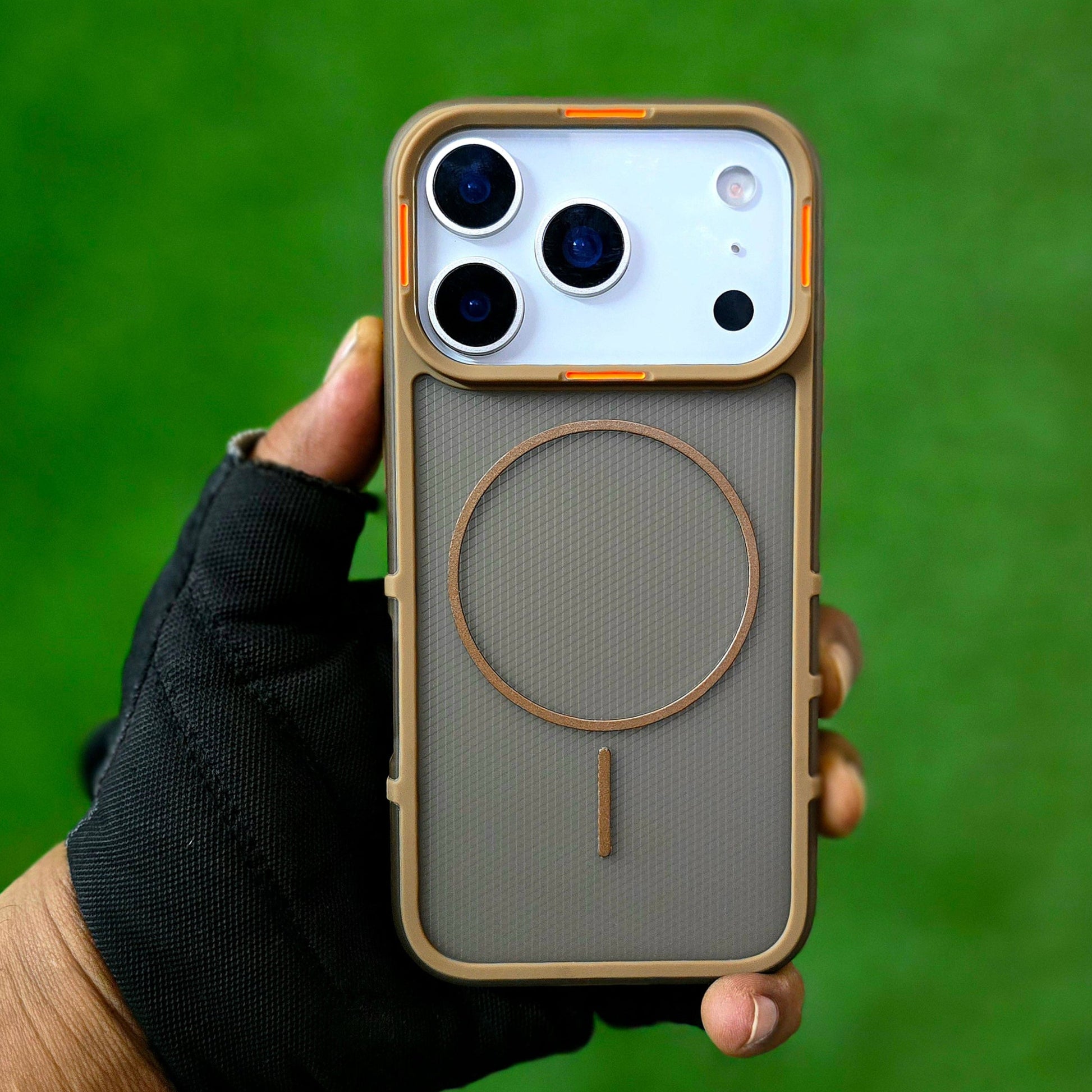 iPhone 17 Pro Max Hybrid Semi-Transparent Anti-Drop Back Cover with Magsafe - Desert Titanium