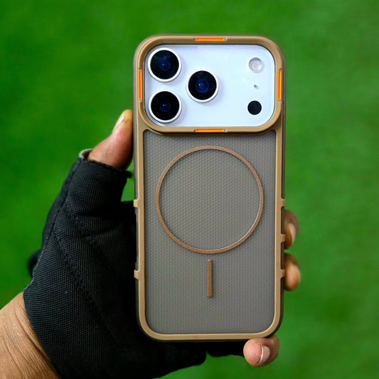 iPhone 17 Pro Max Hybrid Semi-Transparent Anti-Drop Back Cover with Magsafe - Desert Titanium