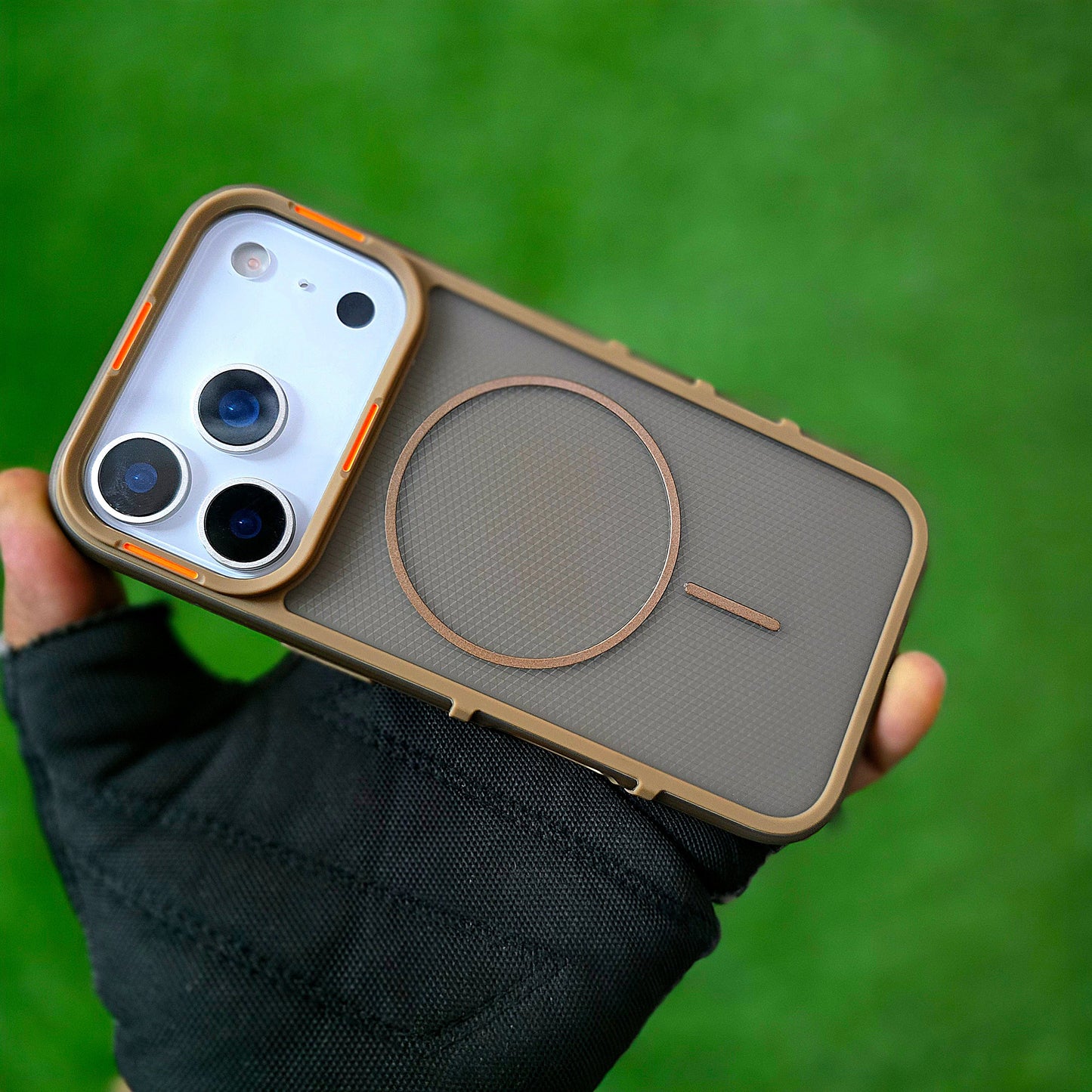 iPhone 17 Pro Max Hybrid Semi-Transparent Anti-Drop Back Cover with Magsafe - Desert Titanium