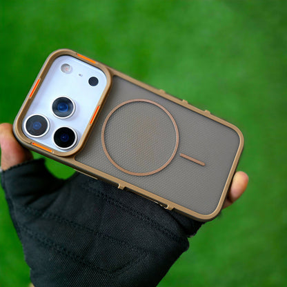 iPhone 17 Pro Max Hybrid Semi-Transparent Anti-Drop Back Cover with Magsafe - Desert Titanium