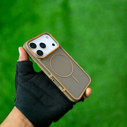 iPhone 17 Pro Max Hybrid Semi-Transparent Anti-Drop Back Cover with Magsafe - Desert Titanium