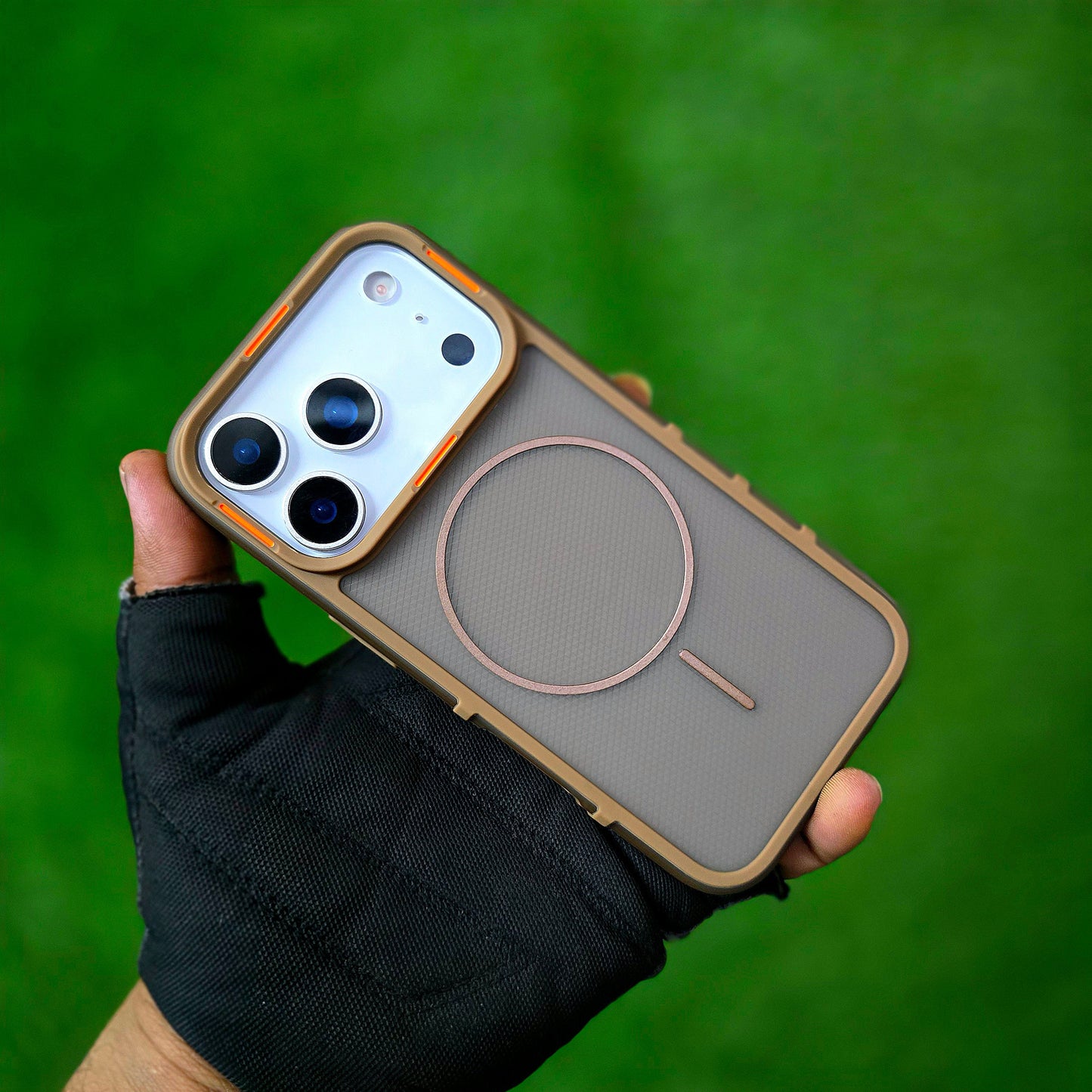 iPhone 17 Pro Max Hybrid Semi-Transparent Anti-Drop Back Cover with Magsafe - Desert Titanium